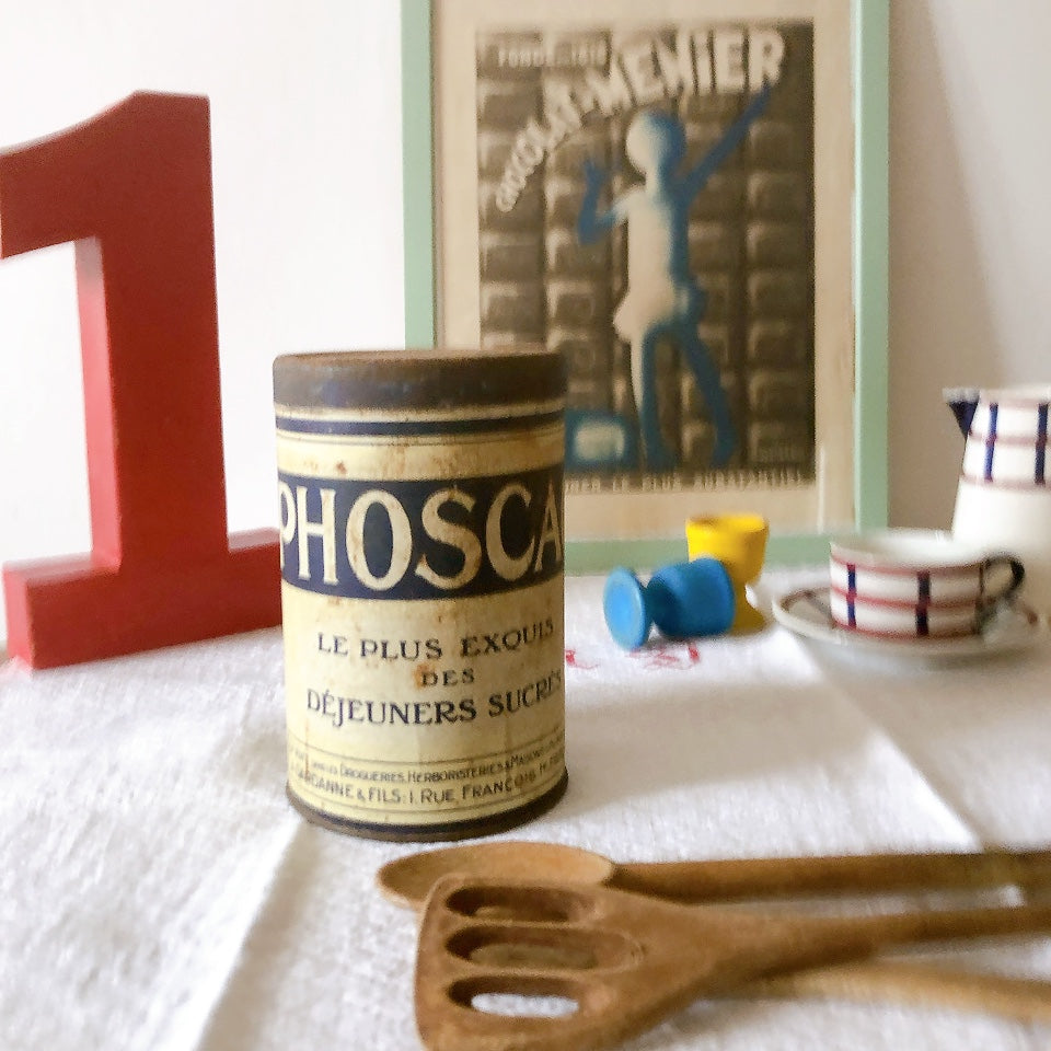 フランスアンティーク PHOSCAO フォスカオ TIN缶 "CHOCOLAT AU LAIT EN POUDRE(ココア)" フランスアンティーク・ヴィンテージ雑貨 ブロカント・蚤の市