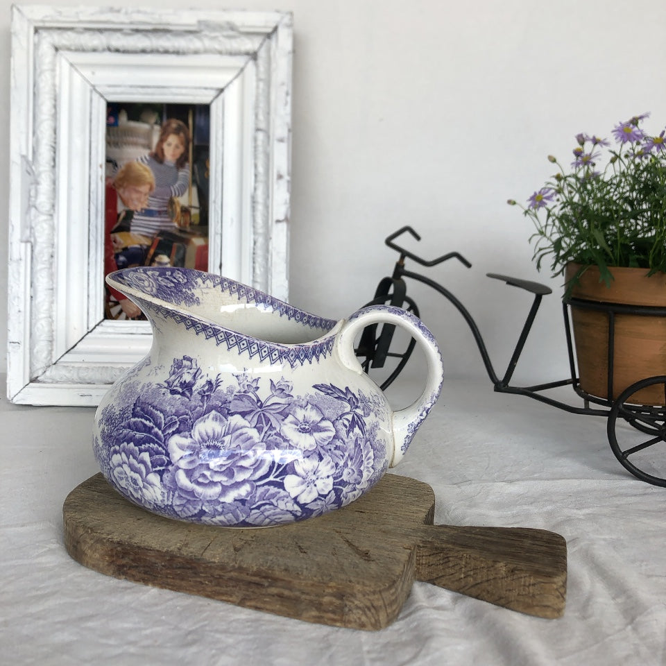 フランスアンティーク UCサルグミンヌ『JARDINIERE』ジャルディニエール トワレットセット ピッチャー&洗面器 ラベンダーカラー ピシェ 水差し アンティーク食器 ブロカント 蚤の市