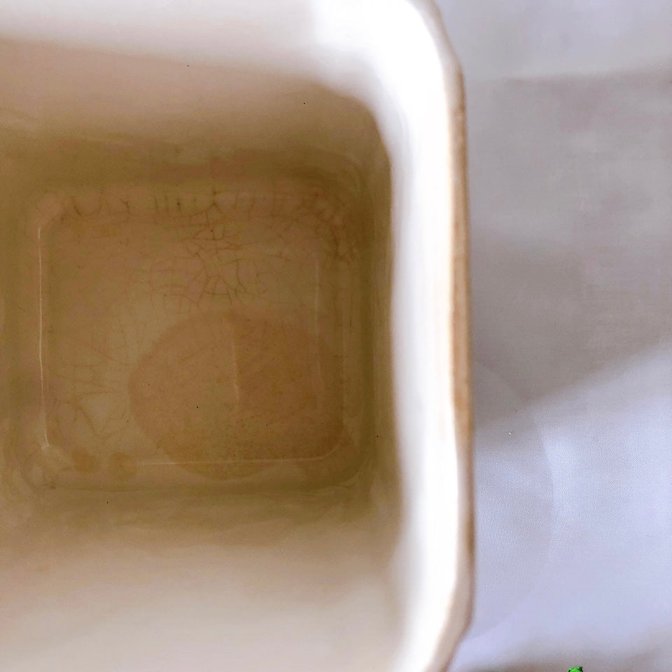 クレイユエモントロー HBCM Béarn バスク柄 陶器キャニスター 「ルージュ・マリン」RIZ フランスアンティーク食器 ブロカントアンティーク 蚤の市
