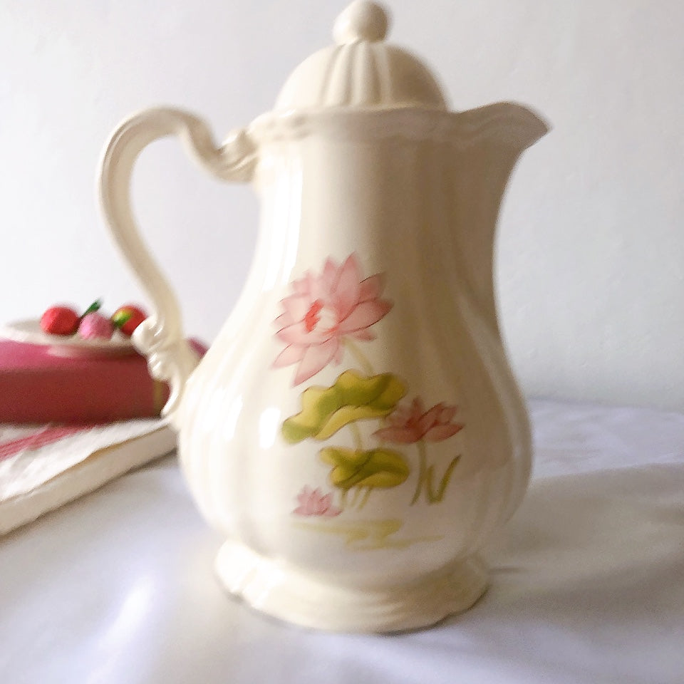 ディゴワンサルグミンヌ Digoin&sarreguemines Lotus ロチュス コーヒー/ティーポット&カップ&ソーサー フランスアンティーク食器 ブロカントアンティーク 蚤の市