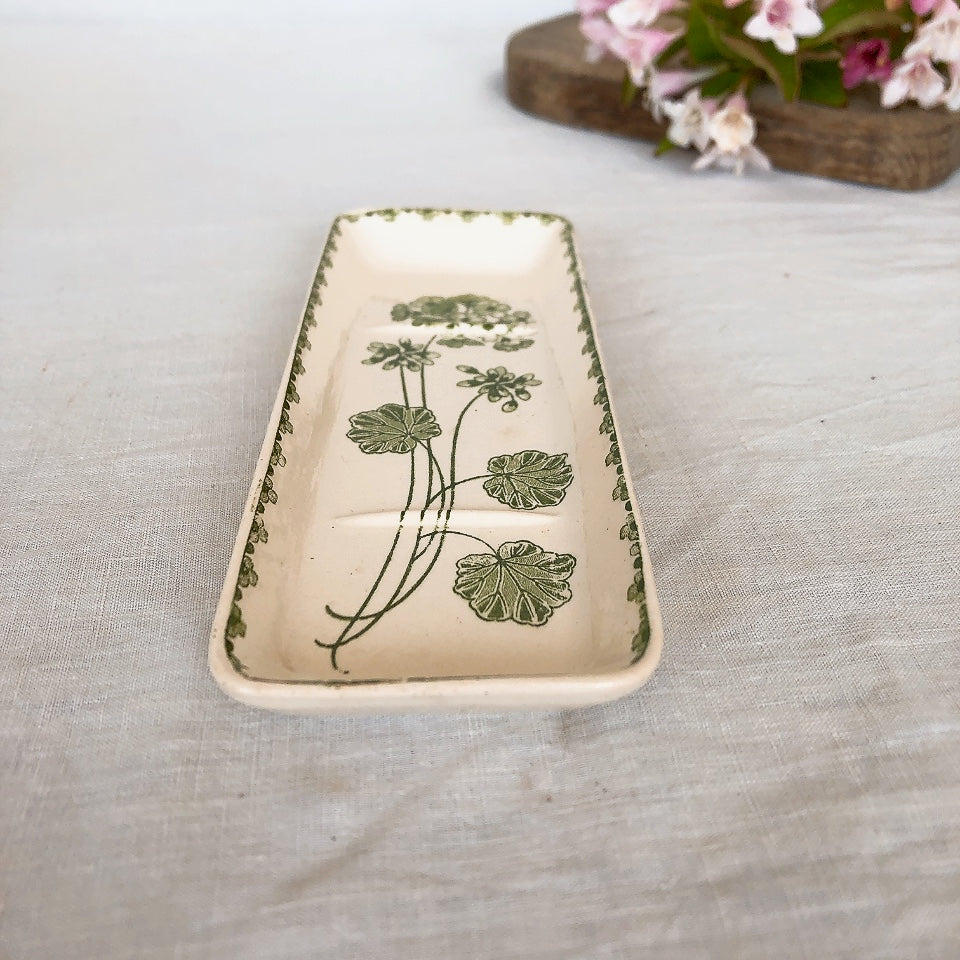 U&Cサルグミンヌ ”GERANIUM” ゼラニウム ソープディッシュ&トゥースブラシディッシュセット フランスアンティーク食器 ブロカント 蚤の市