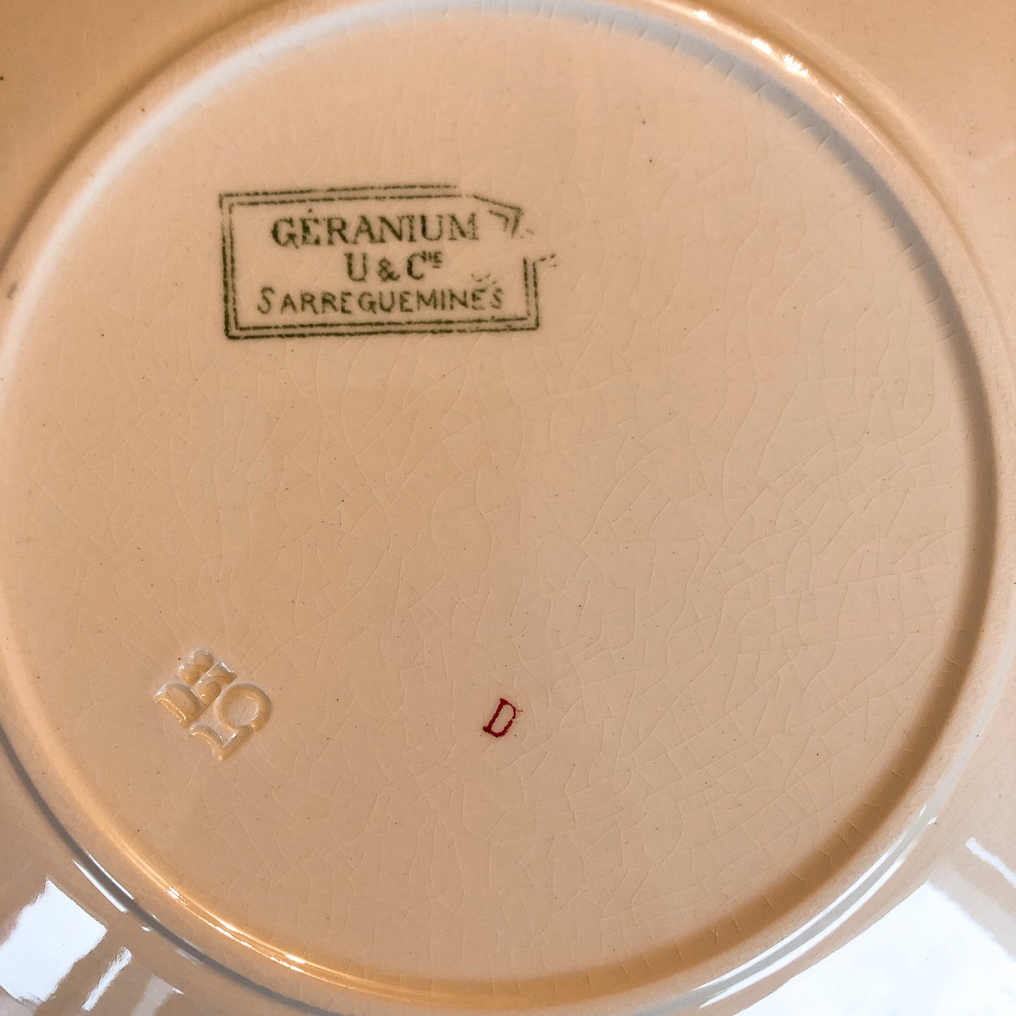 U&Cサルグミンヌ ”GERANIUM” ゼラニウム デザートプレート C フランスアンティーク食器 ブロカント 蚤の市