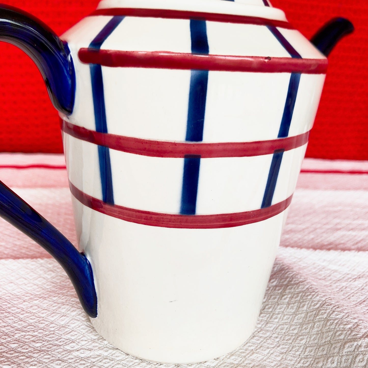 ご予約済クレイユモントロー HBCM Béarn バスク柄 コーヒー/ティポット 1500ML「ボルドー・ダークブルー」フランスアンティーク ブロカント 蚤の市