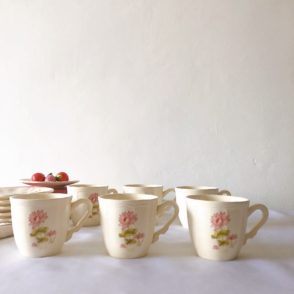 ディゴワンサルグミンヌ Digoin&sarreguemines Lotus ロチュス コーヒー/ティーポット&カップ&ソーサー フランスアンティーク食器 ブロカントアンティーク 蚤の市
