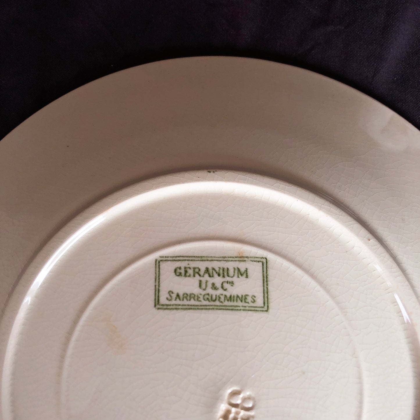 フランスアンティーク U&Cサルグミンヌ ”GERANIUM” ゼラニウム ディナープレート/平皿 B フランスアンティーク食器 ブロカント 蚤の市