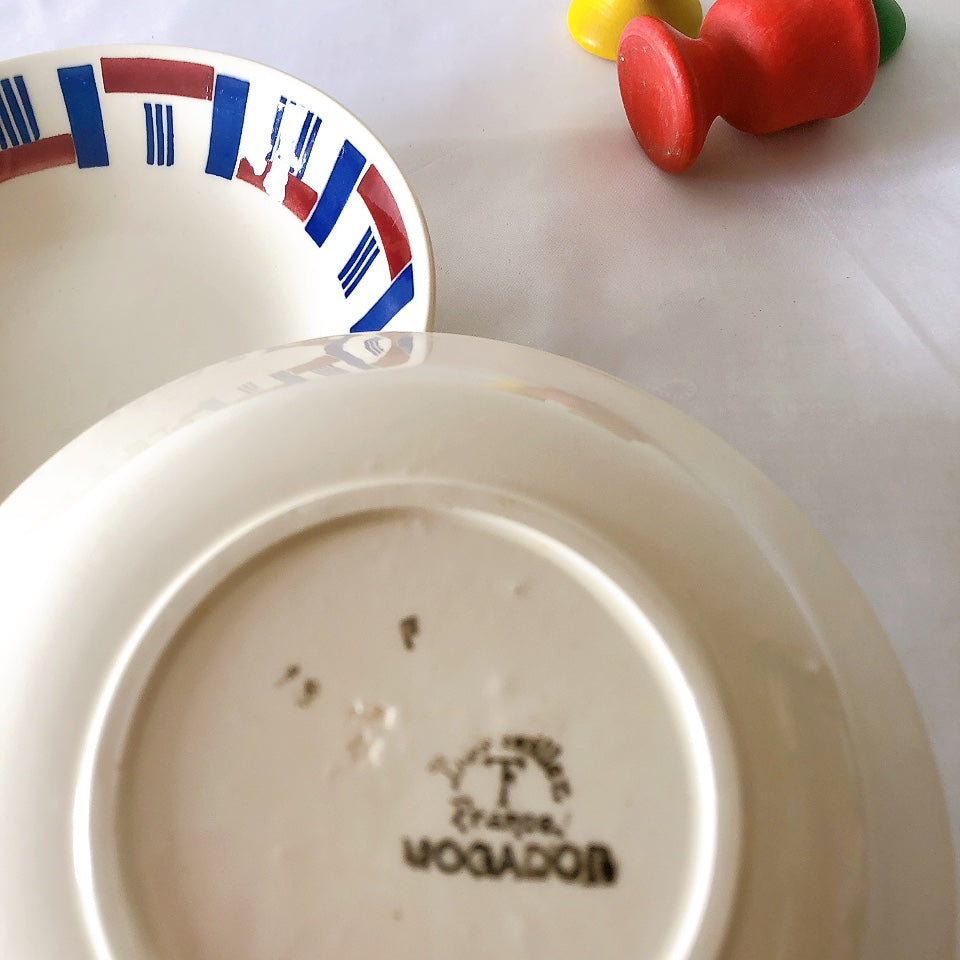 バドンヴィレー キャロットプレート 幾何学模様 B フランスアンティーク食器 フランス蚤の市・ブロカント