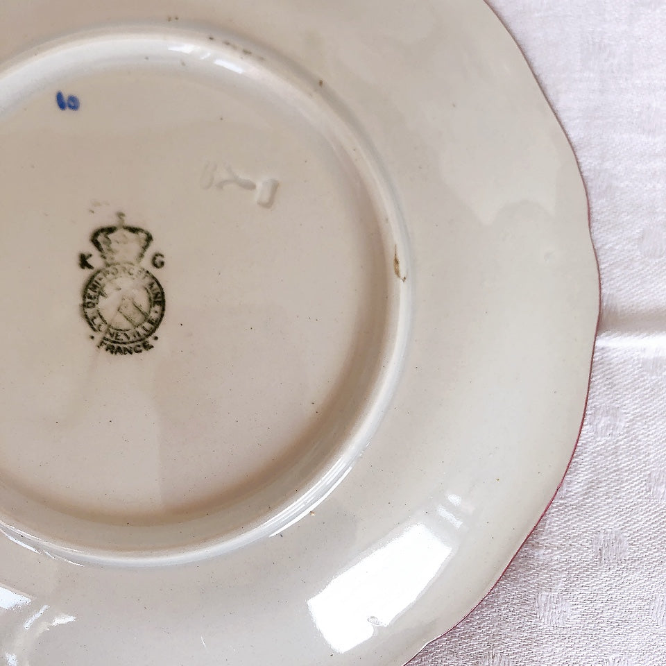 リュネヴィル " Réverbère"シリーズ ソーサー 小皿 デザート皿 3点セット A フランスアンティーク食器 蚤の市 ブロカント