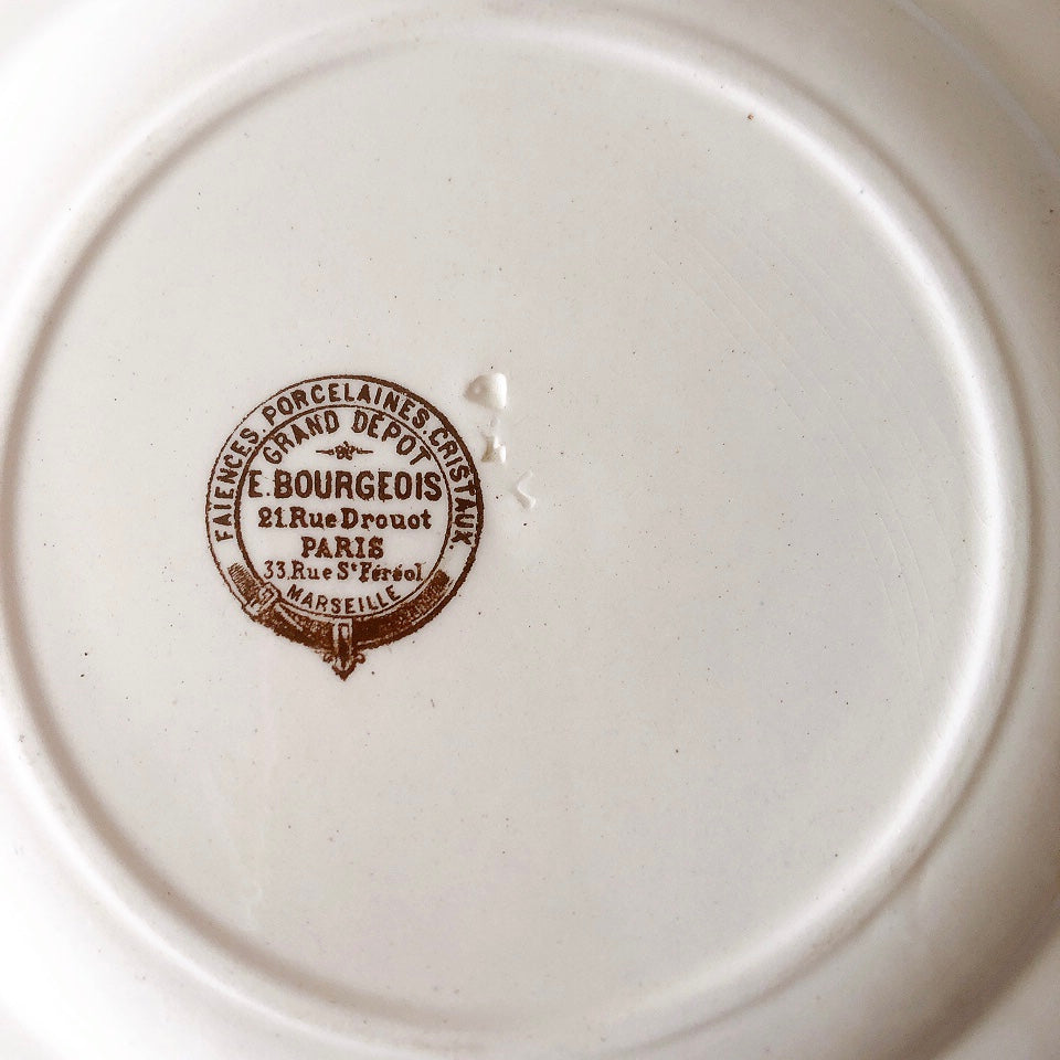 フランスアンティーク E.Bourgeois エミールブルジョワ ディナープレート 平皿 フランスアンティーク食器 ブロカント 蚤の市