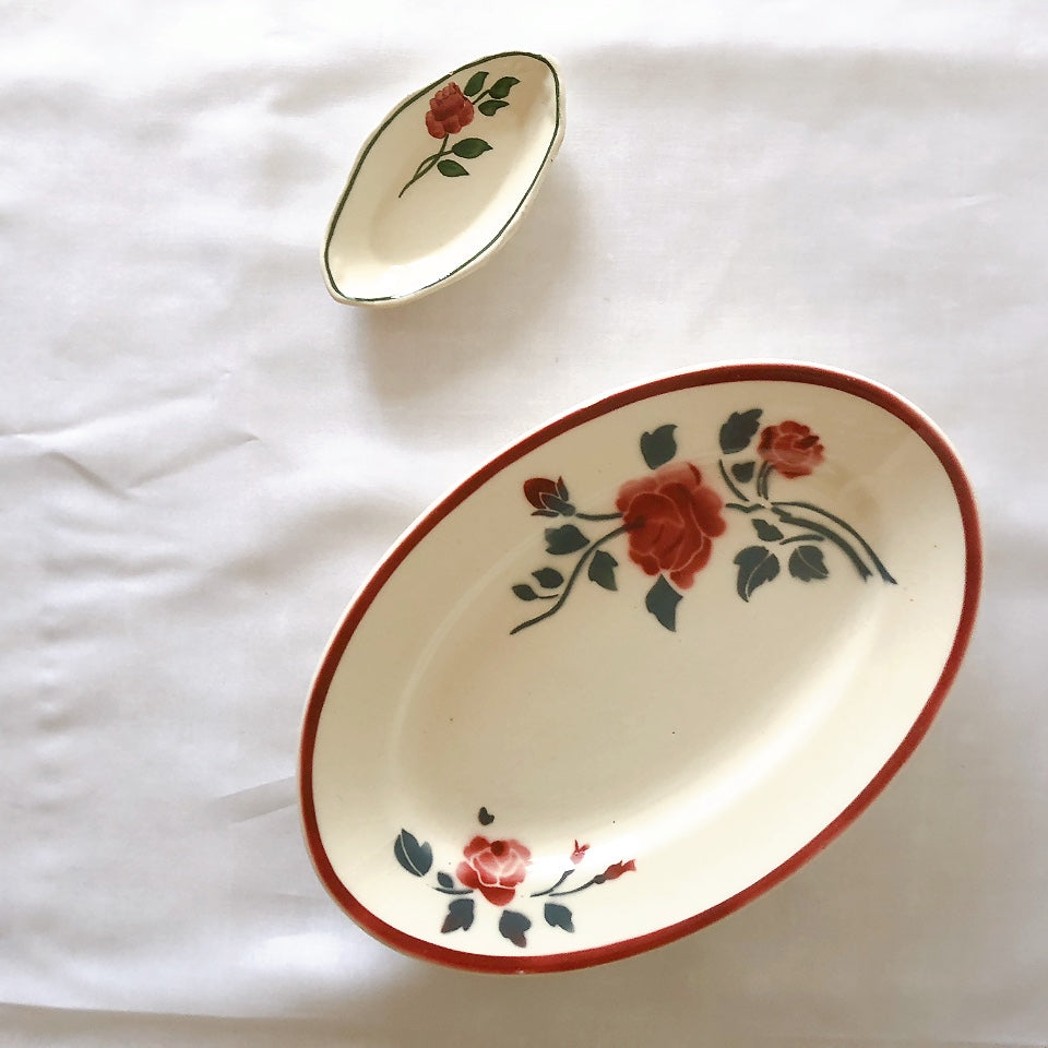 ショワジールロワ HB & Cie Choisy le Roi『ローズ』ディネット ラヴィエ 2個セット ランスアンティーク食器 ブロカントアンティーク 蚤の市