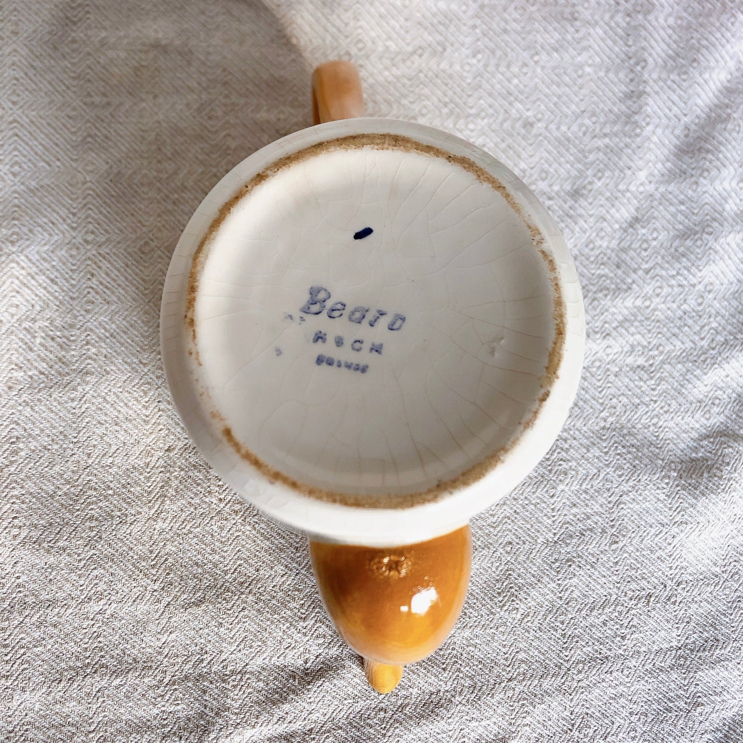 クレイユモントロー HBCM Béarn バスク柄 コーヒー/ティポット「イエロー・ブルー」フランスアンティーク ブロカント 蚤の市 バスク柄食器