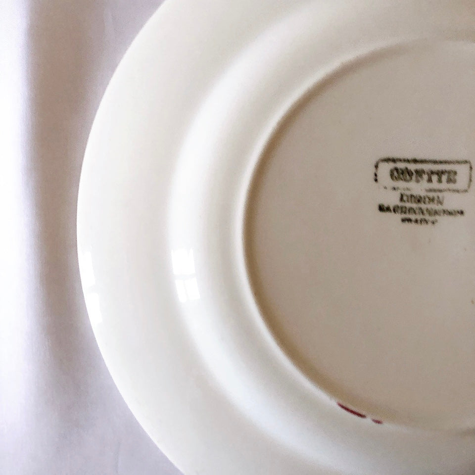 ディゴワンサルグミンヌ Digoin&sarregumines ”ODETTE” 平皿 B 赤 フランスアンティーク食器 ブロカント 蚤の市
