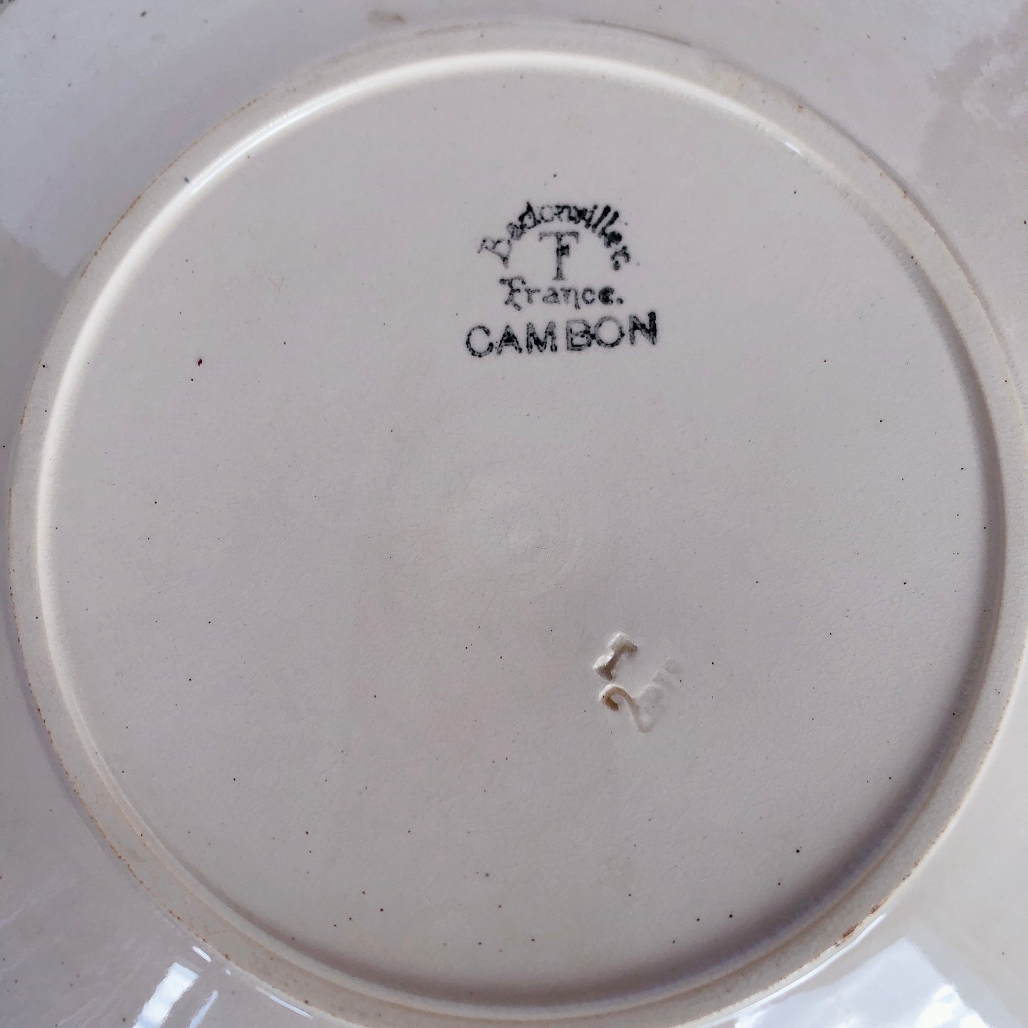バドンヴィレー Badonviller CAMBON ディナープレート 平皿 B ブロカント フランスアンティーク食器 ビンテージ食器