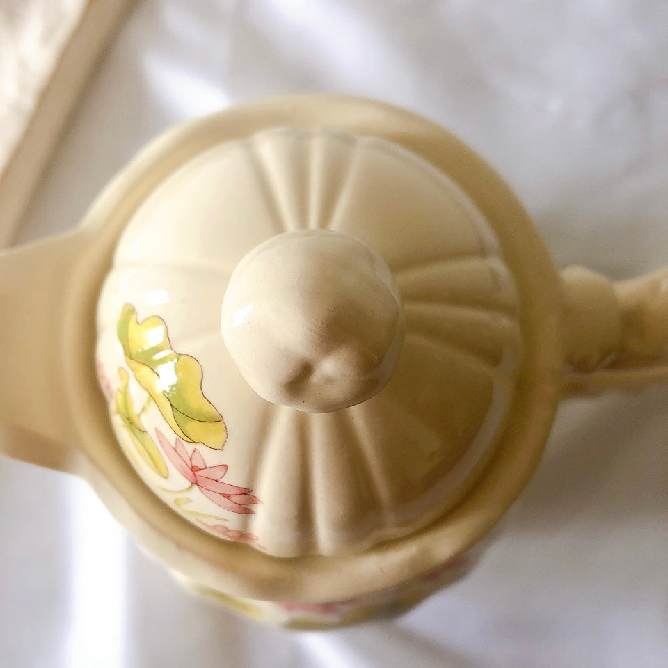 ディゴワンサルグミンヌ Digoin&sarreguemines Lotus ロチュス コーヒー/ティーポット&カップ&ソーサー フランスアンティーク食器 ブロカントアンティーク 蚤の市