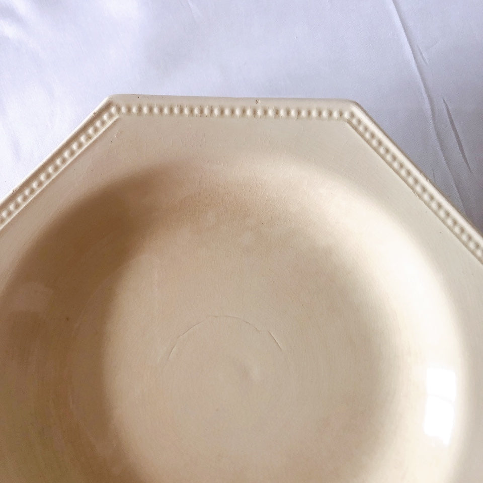 クレイユモントロー オクトゴナル コンポティエ コンポ―ト皿 フランスアンティーク食器 アンティーク食器 ブロカントアンティーク 蚤の市