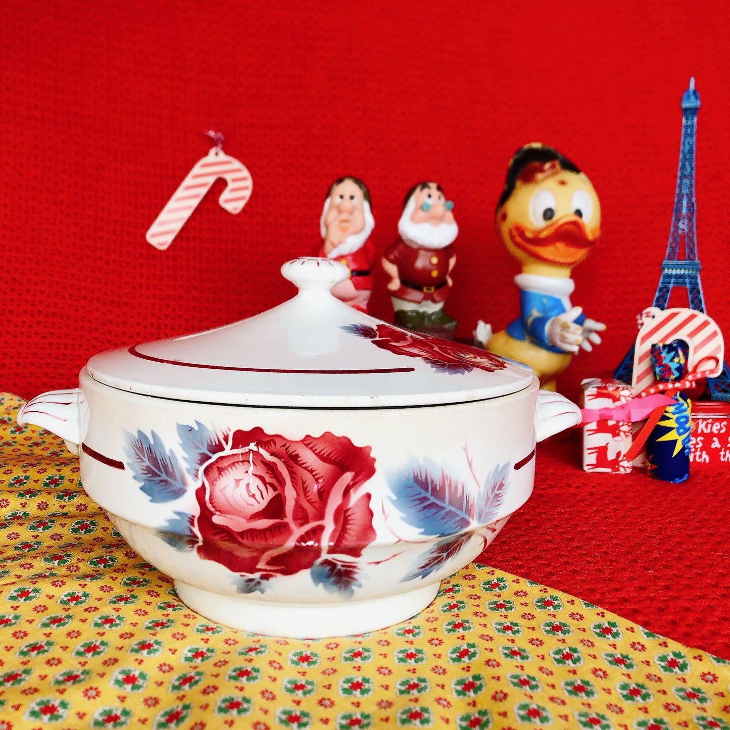 ディゴワンサルグミンヌ 『LUCETTE』バラ柄 スーピエール フランスアンティーク食器 フランス蚤の市 ブロカント アンティークスーピエール