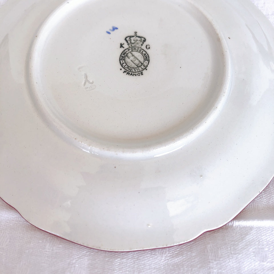 リュネヴィル " Réverbère"シリーズ ソーサー 小皿 デザート皿 3点セット A フランスアンティーク食器 蚤の市 ブロカント