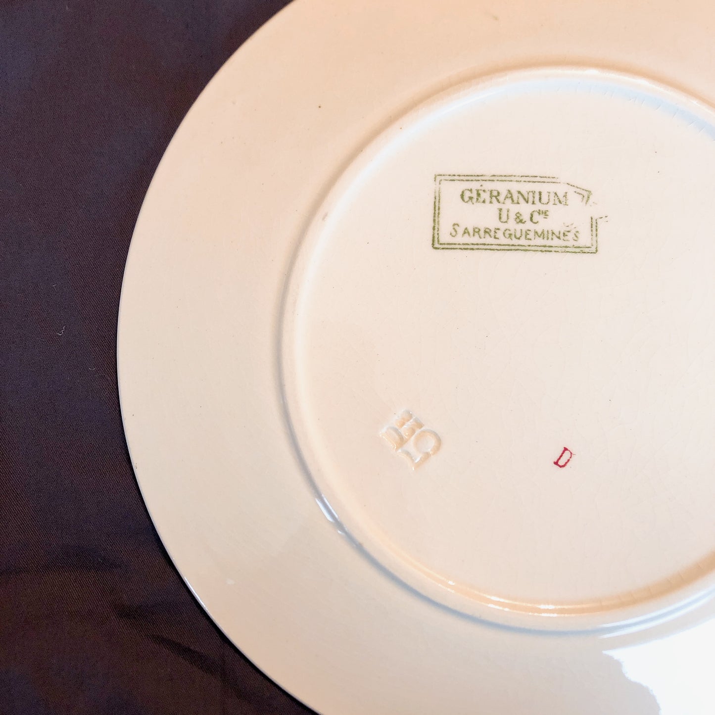 U&Cサルグミンヌ ”GERANIUM” ゼラニウム デザートプレート C フランスアンティーク食器 ブロカント 蚤の市