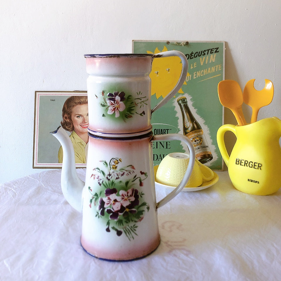 フランスアンティーク JAPY社 ホーロー製コーヒーポット（カフェ