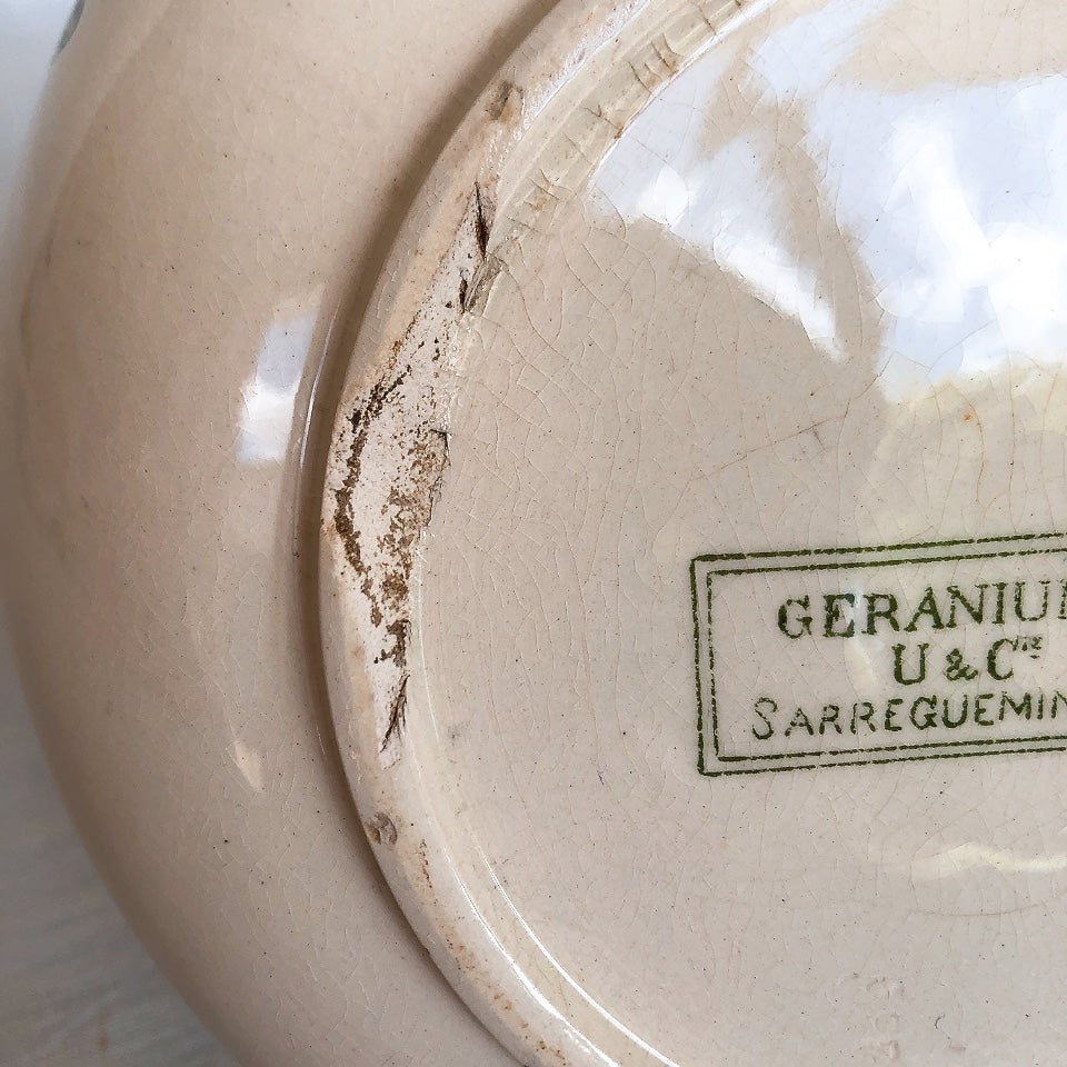 U&Cサルグミンヌ ”GERANIUM” ゼラニウム ピシェ ピッチャー 水差し フランスアンティーク食器 ブロカント 蚤の市