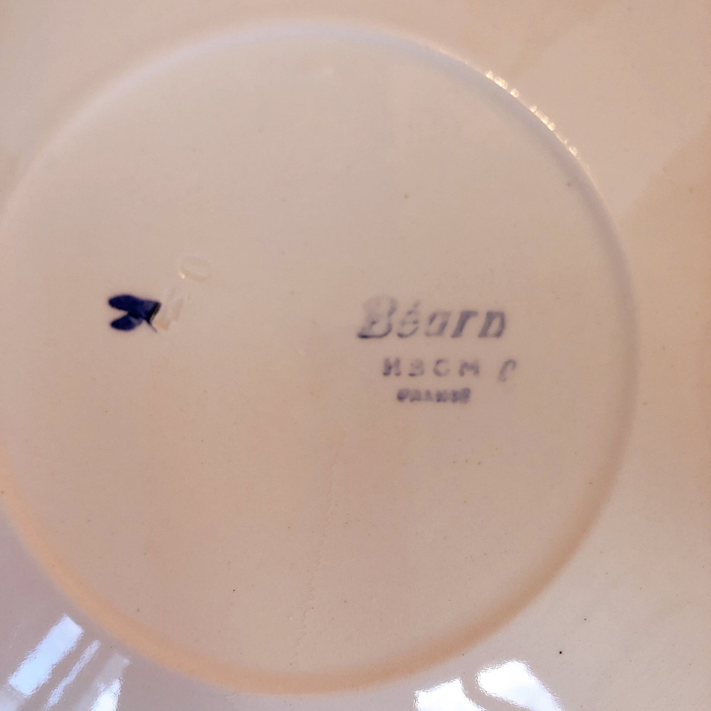 クレイユモントロー HBCM Béarn バスク柄カップ&ソーサー「イエローxブルー」 A フランスアンティーク食器 ブロカント バスク柄アンティーク