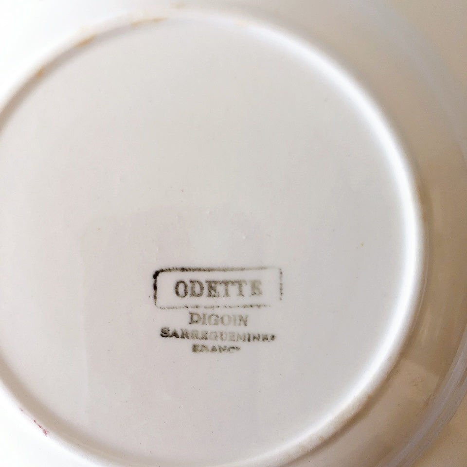 ディゴワンサルグミンヌ Digoin&sarregumines ”ODETTE” 深皿 D 赤 フランスアンティーク食器 ブロカント 蚤の市