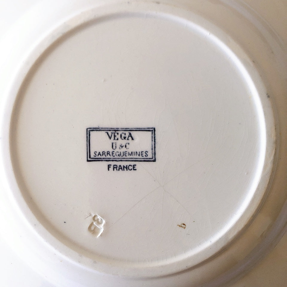 フランスアンティーク U&Cサルグミンヌ スーププレート 深皿 ”VEGA” ヴェガ フランスアンティーク食器 ブロカント 蚤の市