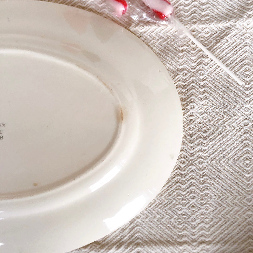 フランスアンティーク クレイユモントロー HOUX 柊 オーバルプレート フランスアンティーク食器 ブロカント 蚤の市