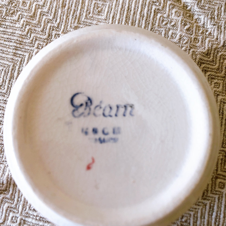 クレイユモントロー HBCM Béarn バスク柄 カップ&ソーサー「レッドーxブルー」B フランスアンティーク食器 ブロカントアンティーク 蚤の市