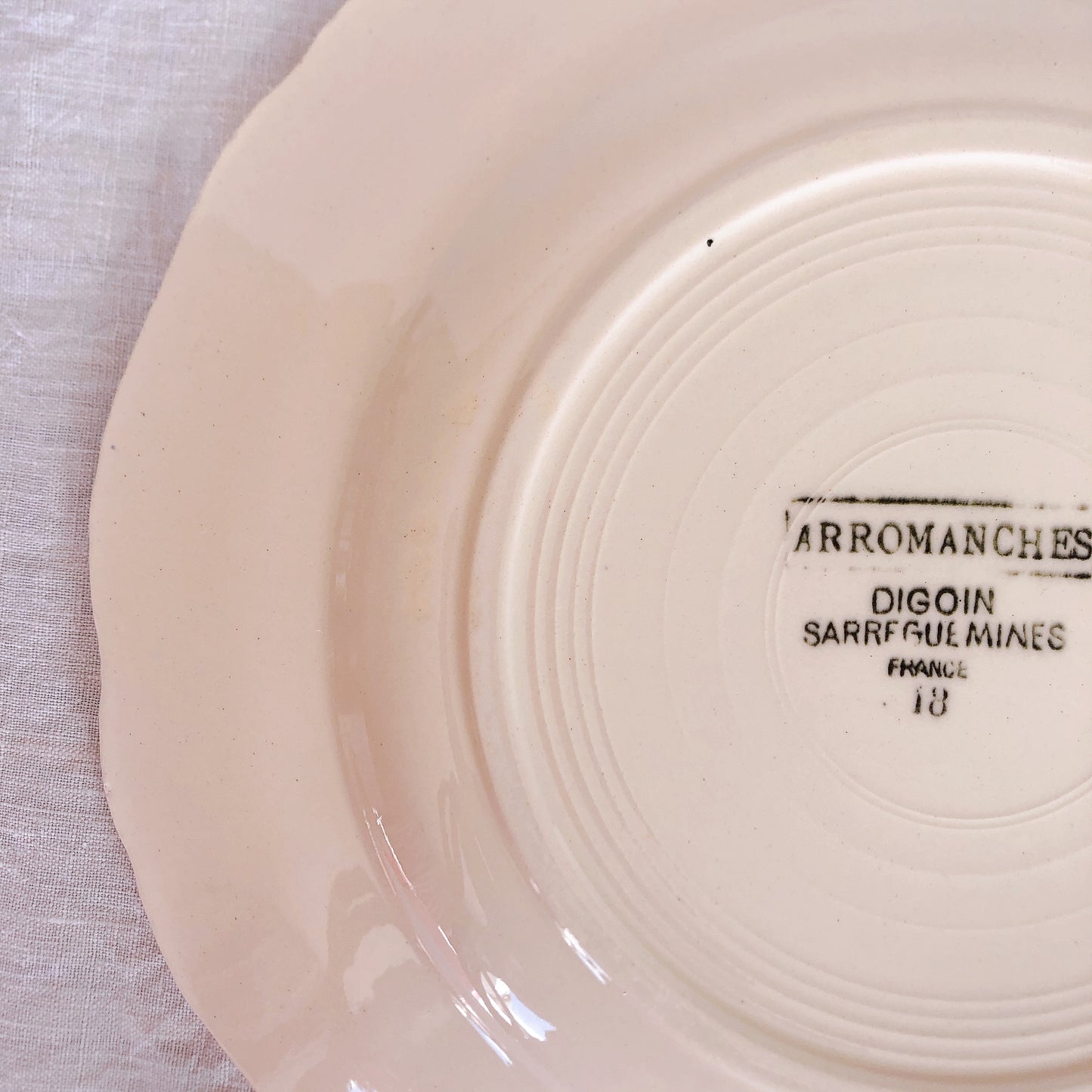 ディゴワンサルグミンヌ 花リム 『ARROMANCHES』 シリーズ ディナープレート 平皿 D フランスアンティーク食器 蚤の市 ブロカント