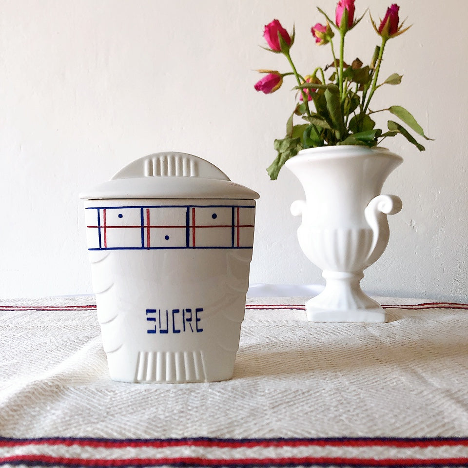 リュネヴィル K&G LUNEVILLE " MALOU"シリーズ 陶器製キャニスター SUCRE 他計4点セット フランスアンティーク食器 蚤の市 ブロカント