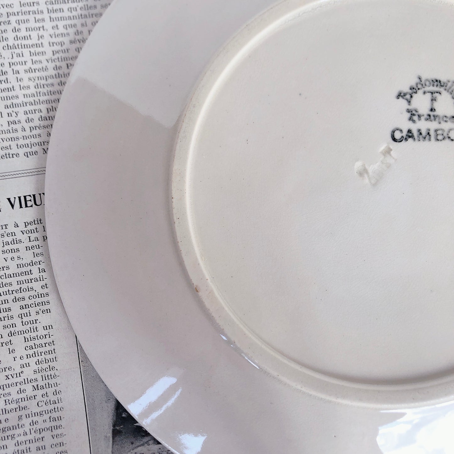 バドンヴィレー Badonviller CAMBON ディナープレート 平皿 C ブロカント フランスアンティーク食器 ビンテージ食器