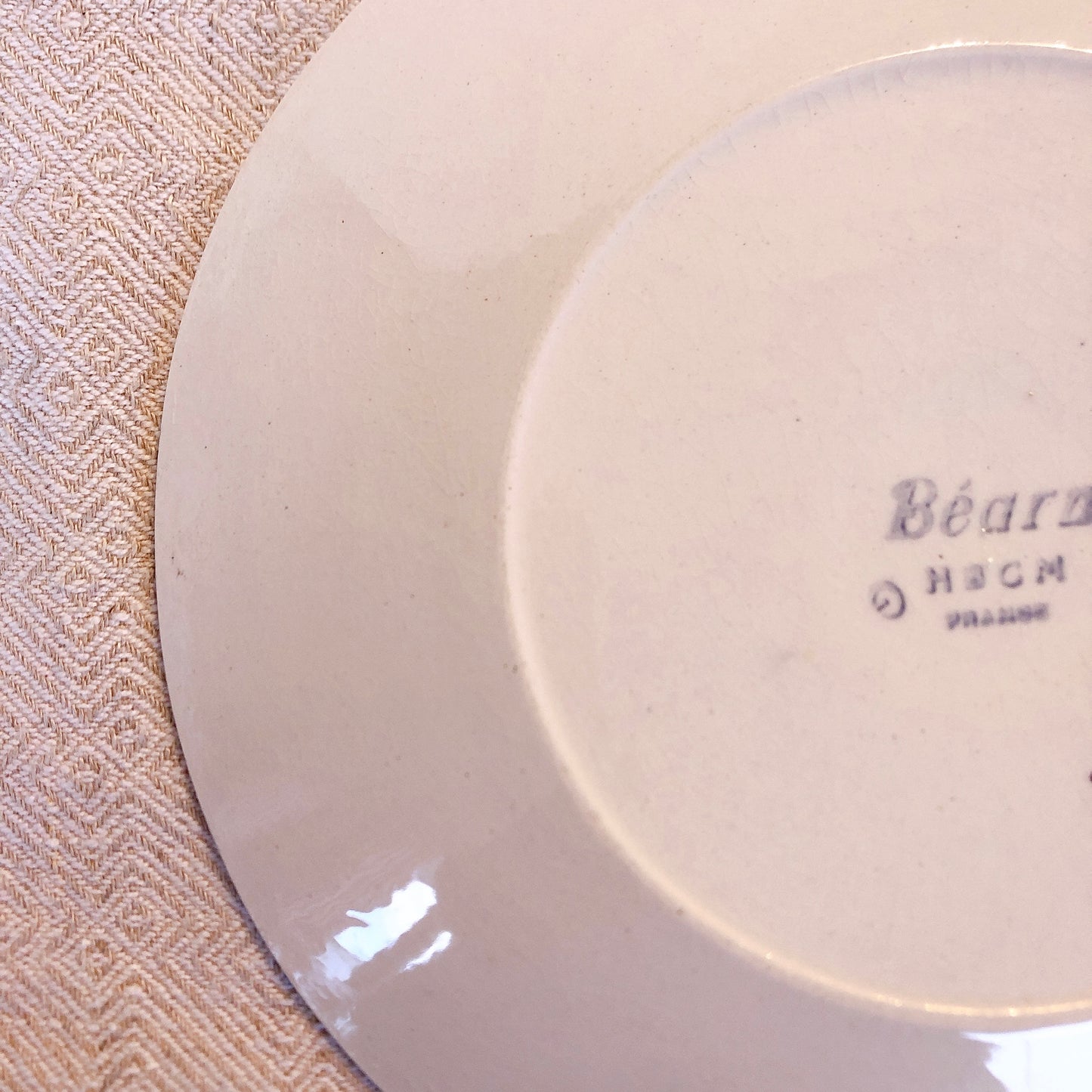 クレイユモントロー HBCM Béarn バスク柄カップ&ソーサー「イエローxブルー」 B フランスアンティーク食器 ブロカント バスク柄アンティーク