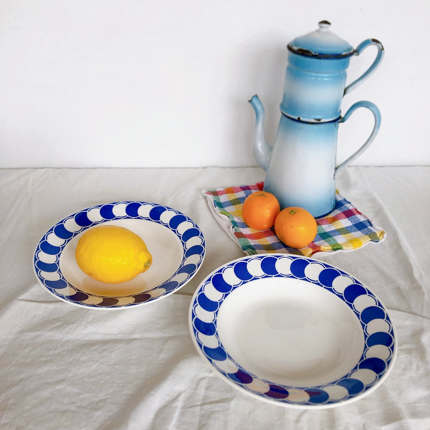 ディゴワンサルグミンヌ Digoin&sarregumines DOROTHY スーププレート 深皿 A ブルー フランスアンティーク食器 ビンテージ食器 ブロカント 蚤の市