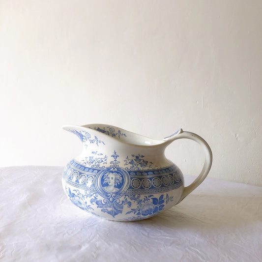 フランスアンティーク UCサルグミンヌ パリジア parisia ブルー ピッチャー ピシェ 水差し アンティーク食器 ブロカント 蚤の市