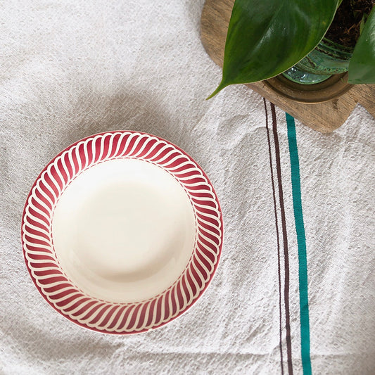 ディゴワンサルグミンヌ Digoin&sarregumines スーププレート/深皿 ”JACQUOT” レッド H フランスアンティーク食器 ブロカント 蚤の市