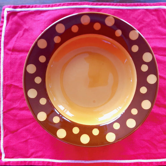 フランス アンティークスーププレート 深皿 D ディゴワン&サルグミンヌ マロンドット柄 人気シリーズ アンティーク食器 ヴィンテージ食器 ブロカント 蚤の市