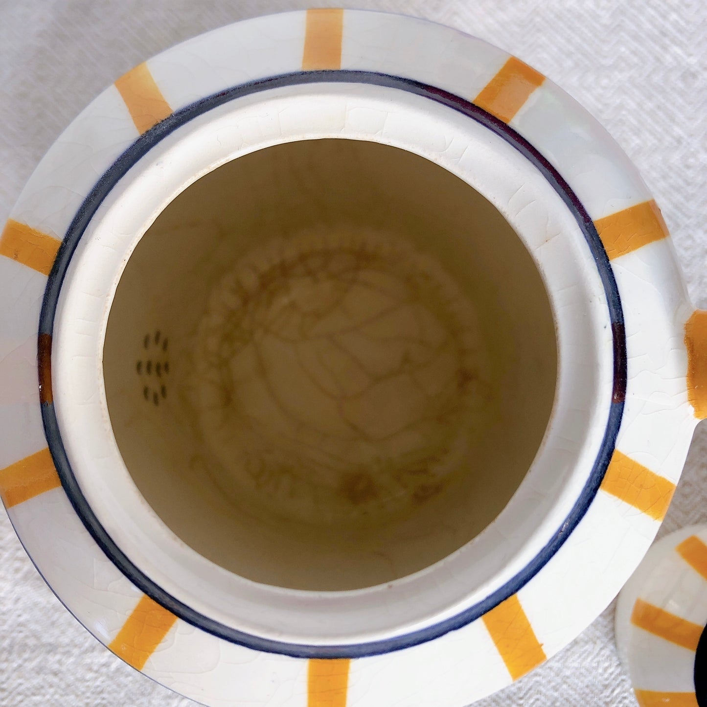 クレイユモントロー HBCM Béarn バスク柄 コーヒー/ティポット「イエロー・ブルー」フランスアンティーク ブロカント 蚤の市 バスク柄食器