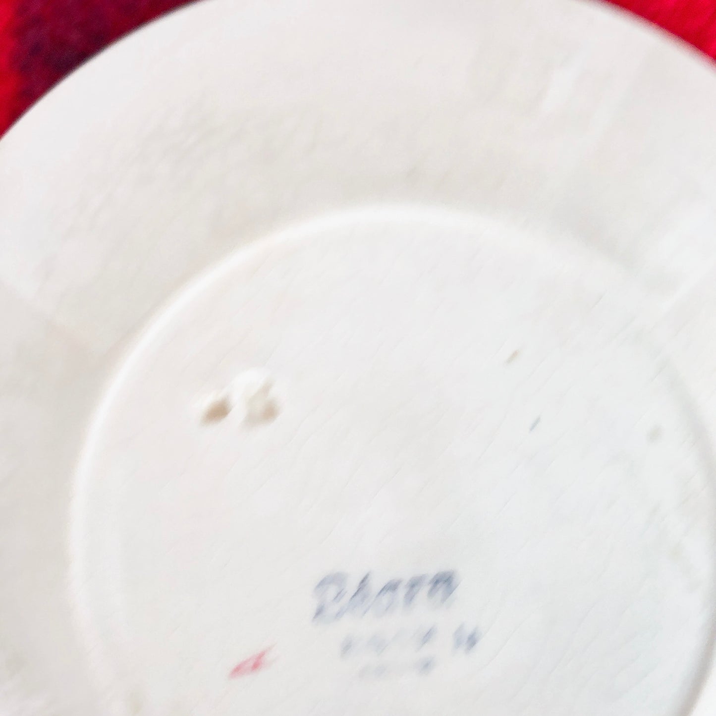 クレイユモントロー HBCM Béarn バスク柄カップ&ソーサー「レッドーxブルー」 ショコラ用 フランスアンティーク食器 ブロカント バスク柄アンティーク