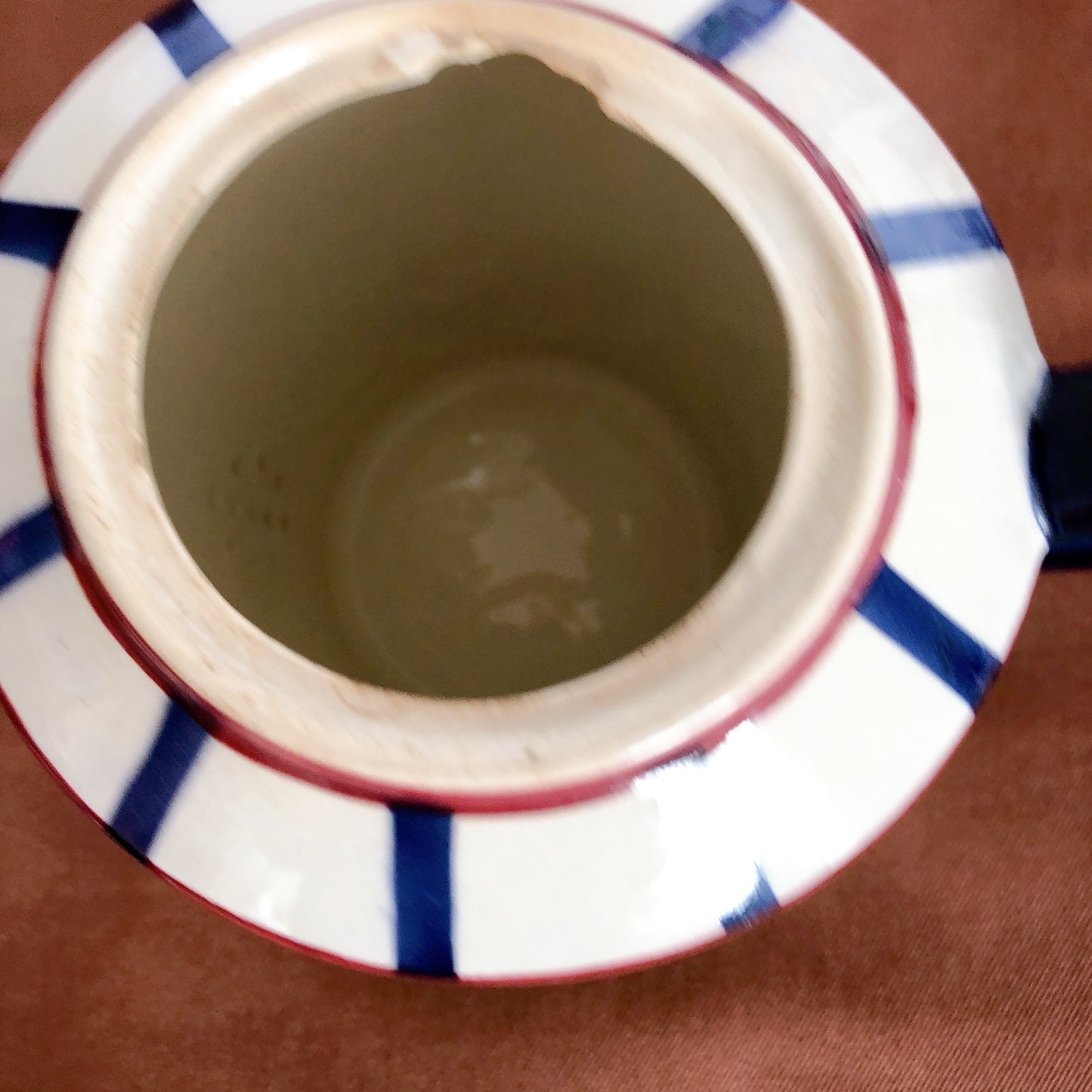 クレイユモントロー HBCM Béarn バスク柄 コーヒー/ティポット B「レッド・ブルー」フランスアンティーク食器 ブロカント 蚤の市 アンティーク食器 バスク柄アンティーク