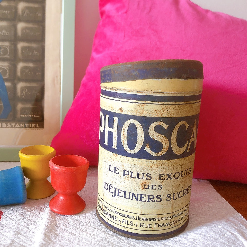 フランスアンティーク PHOSCAO フォスカオ TIN缶 "CHOCOLAT AU LAIT EN POUDRE(ココア)" フランスアンティーク・ヴィンテージ雑貨 ブロカント・蚤の市