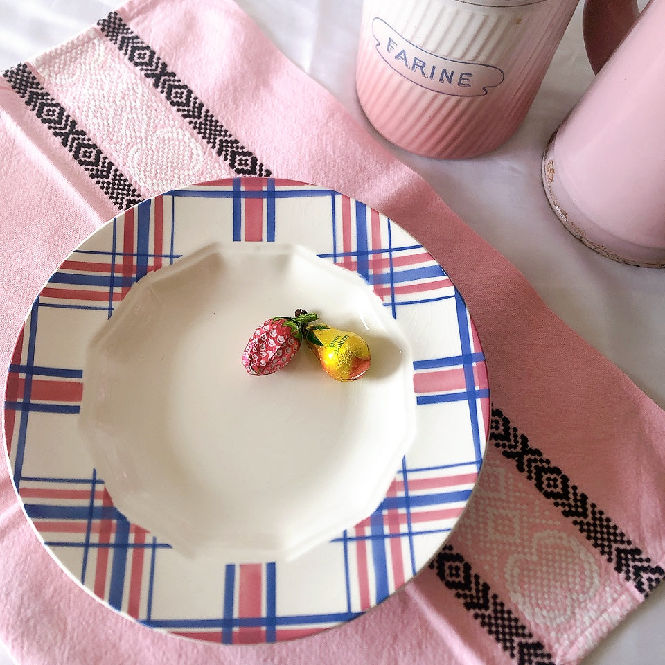 クレイユエモントロー HBCM ECOSSAIS スーププレート/深皿 A フランスアンティーク食器 ブロカントアンティーク 蚤の市