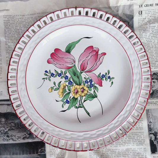 リュネヴィル " Réverbère"シリーズ パニエ模様のプレート B フランスアンティーク 蚤の市 ブロカント