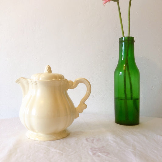 ディゴワンサルグミンヌ Digoin&sarreguemines 花リム ティー/コーヒーポット フランスアンティーク食器 フランス蚤の市・ブロカント