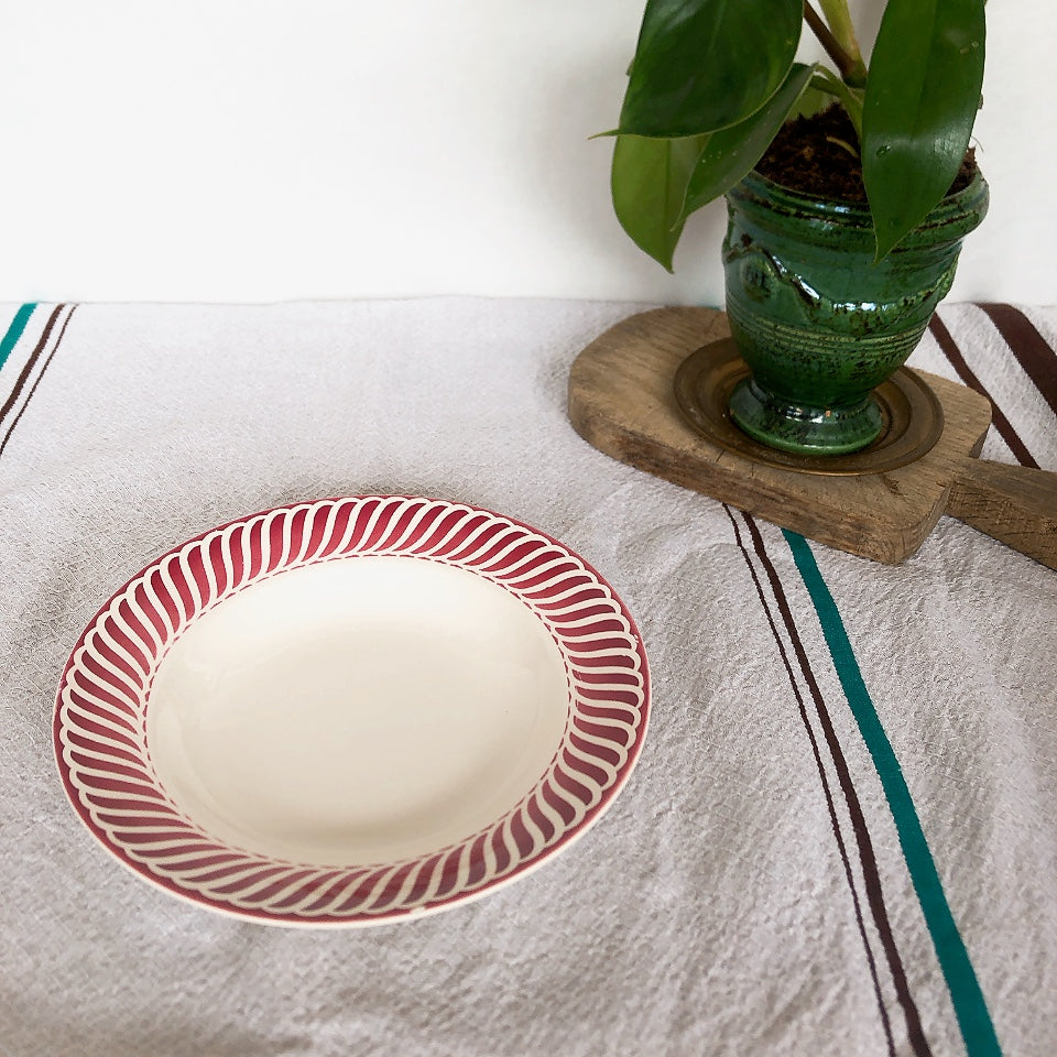 ディゴワンサルグミンヌ Digoin&sarregumines スーププレート/深皿 ”JACQUOT” レッド H フランスアンティーク食器 ブロカント 蚤の市