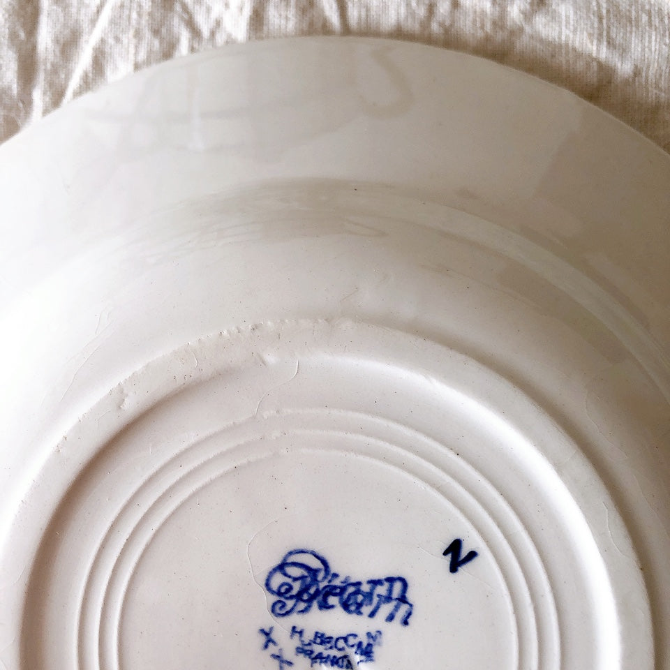 フランスアンティーク HBCM Béarn クレイユモントロー バスク柄 スーププレート /深皿 d「マロンxブルー」 フランスアンティーク食器 ブロカント 蚤の市