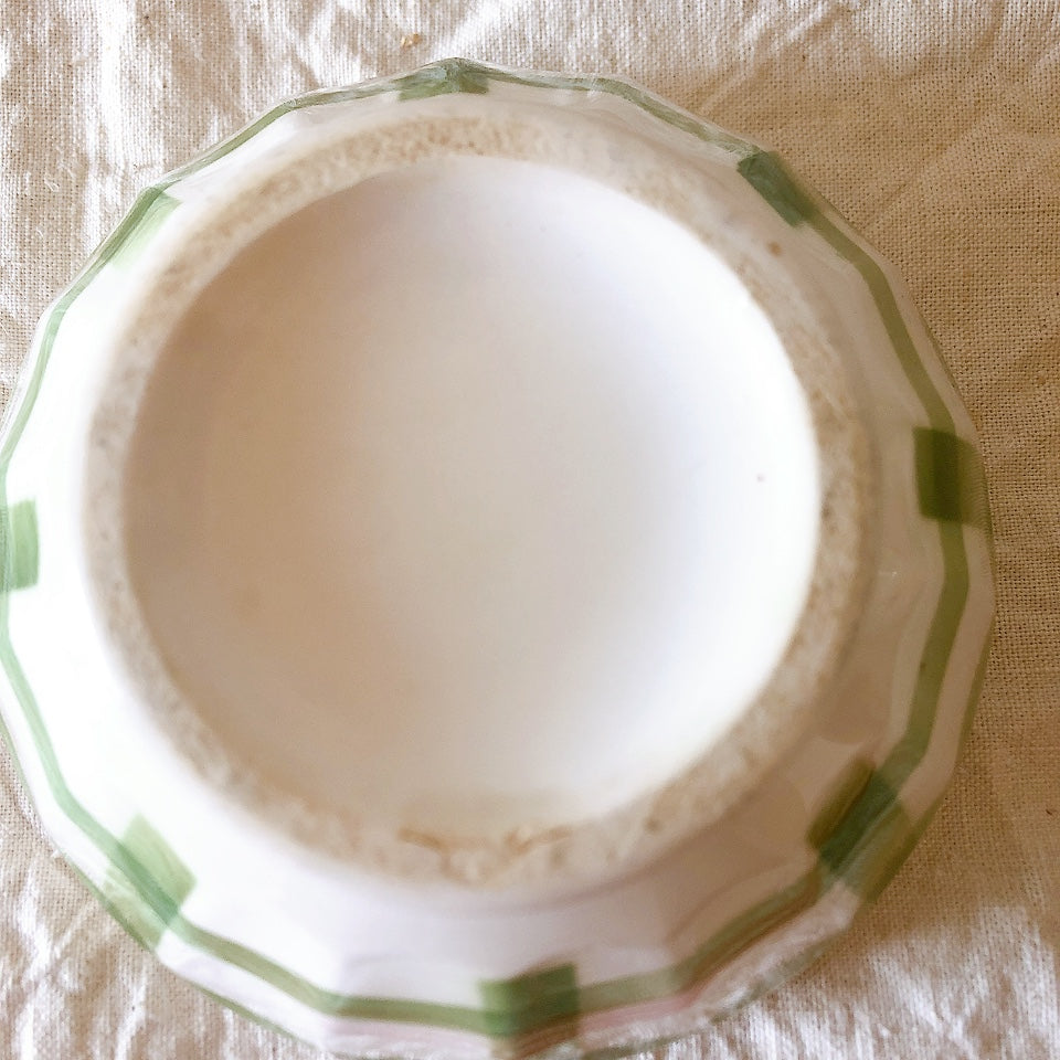 フランスアンティーク Luneville リュネヴィル カフェオレボール バンブーグリーン アンティーク食器 ヴィンテージカフェオレボウル