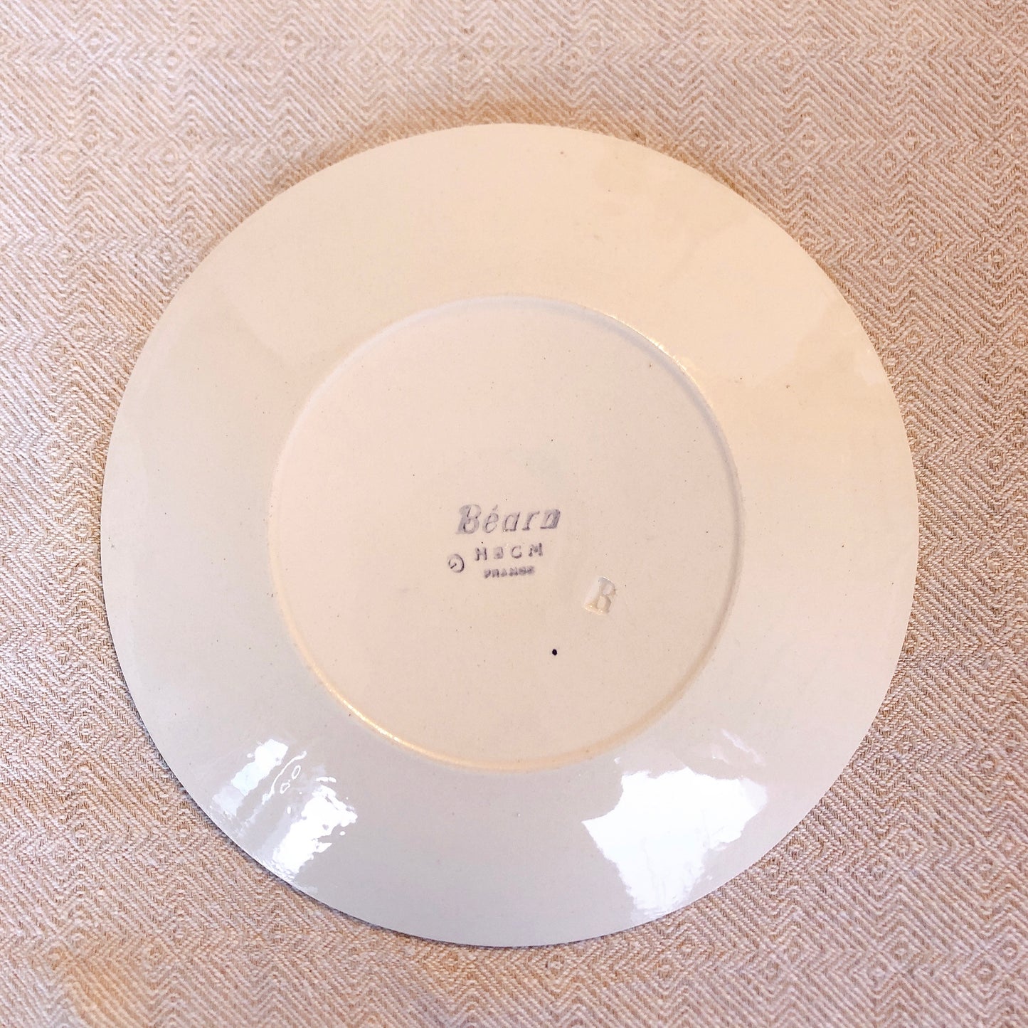 クレイユモントロー HBCM Béarn バスク柄カップ&ソーサー「イエローxブルー」 B フランスアンティーク食器 ブロカント バスク柄アンティーク