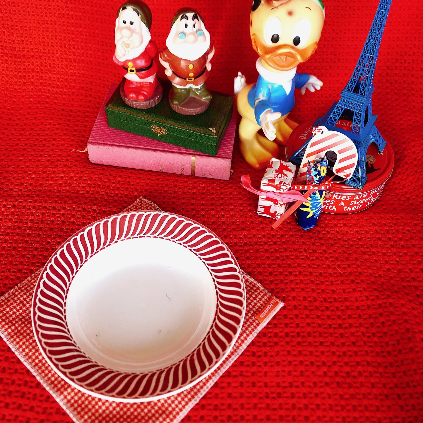 ディゴワンサルグミンヌ Digoin&sarregumines スーププレート/深皿 ”JACQUOT” レッド フランスアンティーク食器 ブロカント 蚤の市
