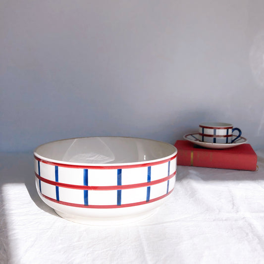 クレイユモントロー HBCM Béarn サラディエ サラダボール バスク柄 フランスアンティーク食器 蚤の市 ブロカント バスク柄アンティーク