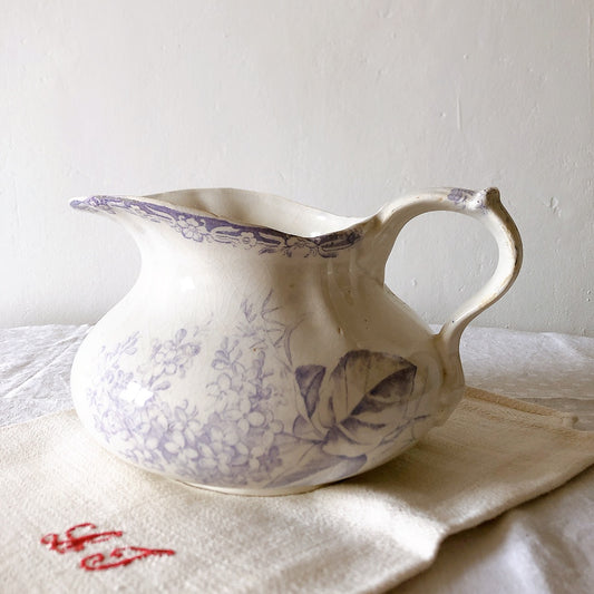 ご予約 フランスアンティーク クレイユモントロー LILAS ピッチャー ピシェ 水差し アンティーク食器 ブロカントアンティーク 蚤の市